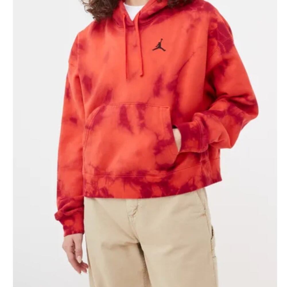 Jordan Heritage Red Tie Dye Pullover Oversized Hoodie Womens Size XS DM5238-635